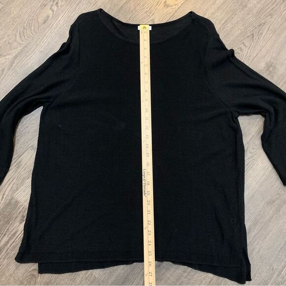J. JILL Tunic 59% Linen Blend Women’s XL Black Long Bell Sleeve Slit Scoop Neck. - Picture 9 of 15
